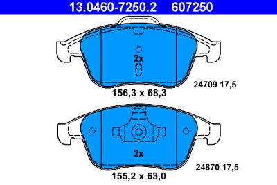 Комплект тормозных колодок, дисковый тормоз ATE 13.0460-7250.2 для RENAULT LATITUDE