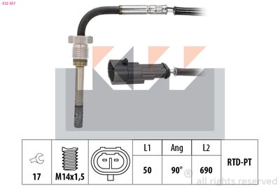 czujnik, temperatura spalin KW 422 367