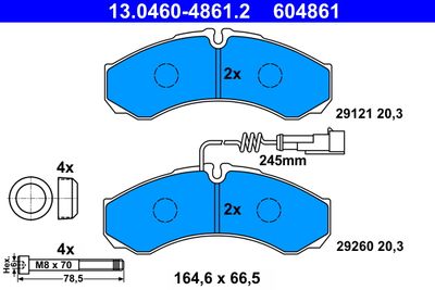 Комплект тормозных колодок, дисковый тормоз ATE 13.0460-4861.2 для NISSAN CABSTAR