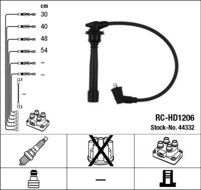 Комплект проводов зажигания NGK 44332 для HYUNDAI ACCENT
