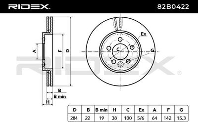спирачен диск RIDEX 82B0422