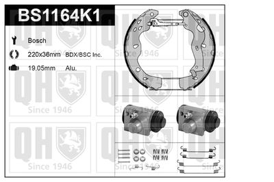QUINTON HAZELL BS1164K1 Ремкомплект барабанных колодок  для FIAT SEDICI (Фиат Седики)