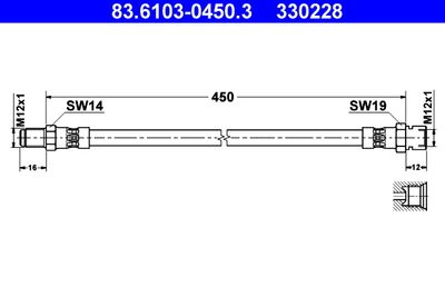 Тормозной шланг ATE 83.6103-0450.3 для MERCEDES-BENZ T2/L