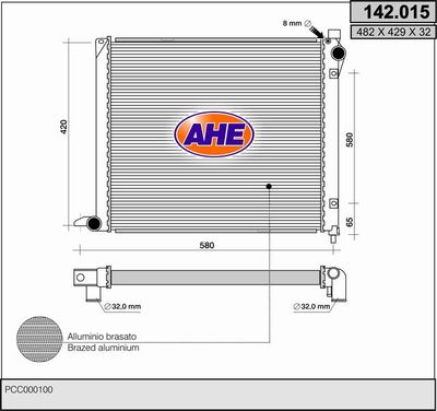 AHE 142.015 Радиатор охлаждения двигателя  для LAND ROVER FREELANDER (Ленд ровер Фрееландер)