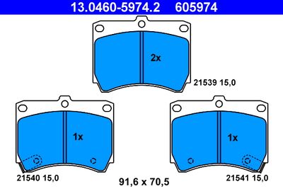 Комплект тормозных колодок, дисковый тормоз ATE 13.0460-5974.2 для MAZDA MX-3
