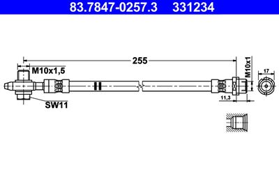Тормозной шланг ATE 83.7847-0257.3 для VW EOS