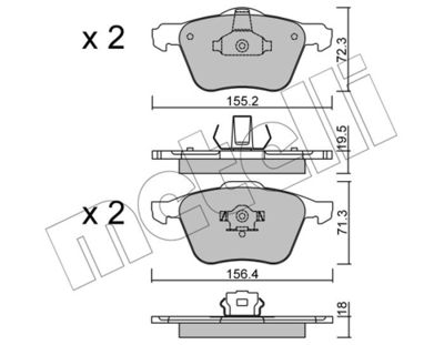 Комплект тормозных колодок, дисковый тормоз 22-0833-0