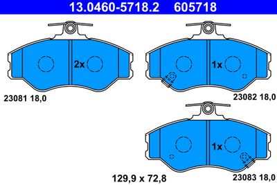 Комплект тормозных колодок, дисковый тормоз ATE 13.0460-5718.2 для HYUNDAI H100