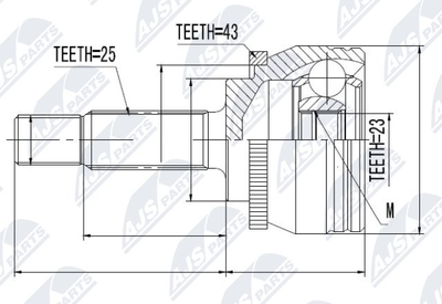 Шарнирный комплект, приводной вал NTY NPZ-MS-052 для MITSUBISHI SPACE