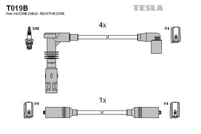 Комплект проводов зажигания TESLA T019B для VW PASSAT