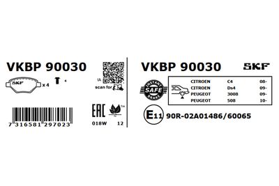 Комплект тормозных колодок, дисковый тормоз VKBP 90030