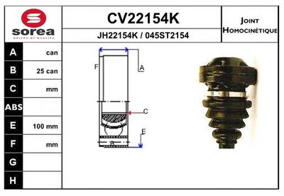 EAI Homokineet reparatie set, aandrijfas (CV22154K)