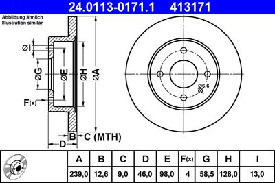 Тормозной диск ATE 24.0113-0171.1 для ALFA ROMEO ALFASUD