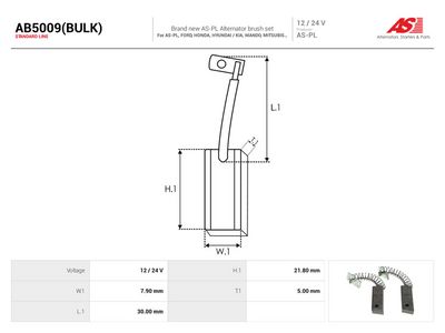Uhlíkový kartáč, generátor AS-PL AB5009(BULK)