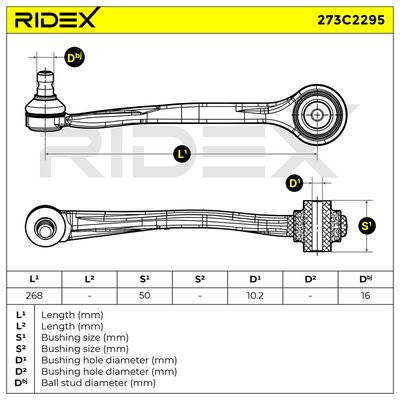 носач, окачване на колелата RIDEX 273C2295