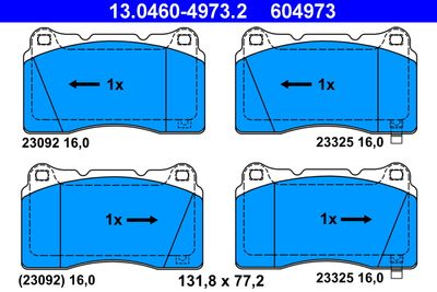 Комплект тормозных колодок, дисковый тормоз ATE 13.0460-4973.2 для SUBARU WRX