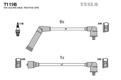 Комплект проводов зажигания TESLA T119B для HYUNDAI GALLOPER