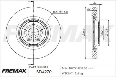 Тормозной диск FREMAX BD-4270 для INFINITI QX70