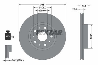TEXTAR 92116800 Тормозные диски  для LANCIA THESIS (Лансиа Тхесис)