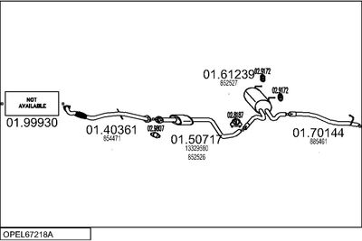 Układ wydechowy MTS OPEL67218A125949