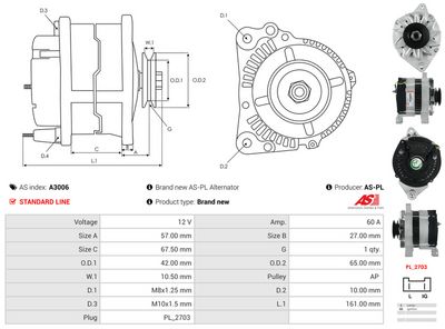 GENERATOR / ALTERNATOR AS-PL A3006 5