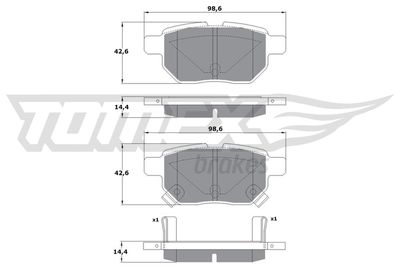 Комплект тормозных колодок, дисковый тормоз TOMEX Brakes TX 15-01 для GREAT WALL FLORID
