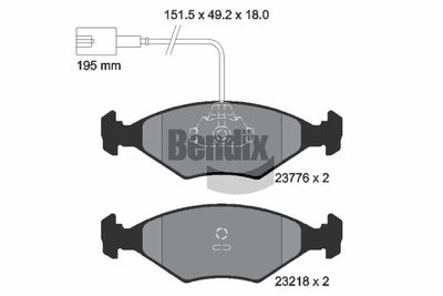 Комплект тормозных колодок, дисковый тормоз BENDIX Braking BPD2044 для FIAT ALBEA