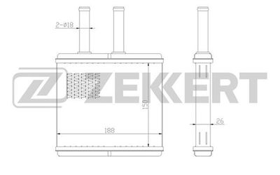 ZEKKERT MK-5012 Радиатор печки  для CHEVROLET LANOS (Шевроле Ланос)
