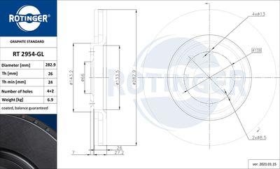 Tarcza hamulcowa ROTINGER RT 2954-GL