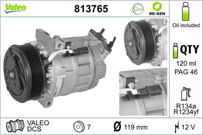 VALEO Compressor, airconditioning VALEO RE-GEN REMANUFACTURED (813765)
