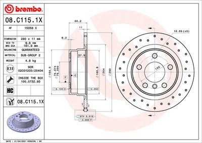 Bromsskiva BREMBO 08.C115.1X