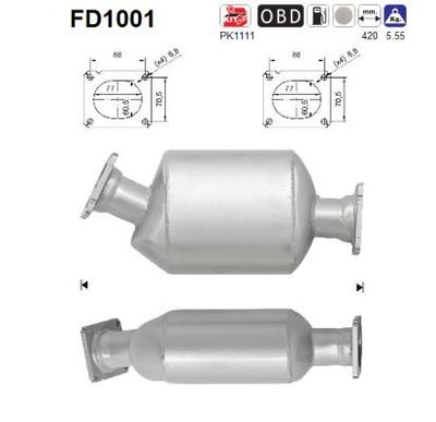 Filtr sadzy / filtr cząstek stałych, układ wydechowy AS FD1001