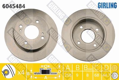 Тормозной диск GIRLING 6045484 для INFINITI G20