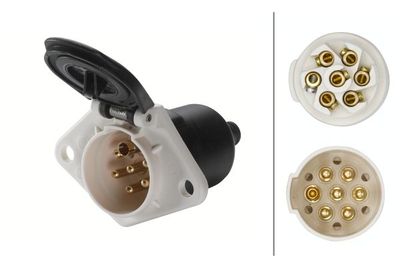 Stopcontact, ISO 3731, aantal pinnen/aantal actieve pinnen 7, 24V, 15/20A (huisvesting  messing vernikkelde contacten  met een glasvezel materiaal)