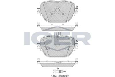 Комплект тормозных колодок, дисковый тормоз ICER 182288 для MERCEDES-BENZ EQC