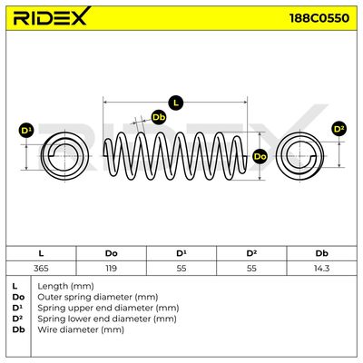 пружина за ходовата част RIDEX 188C0550