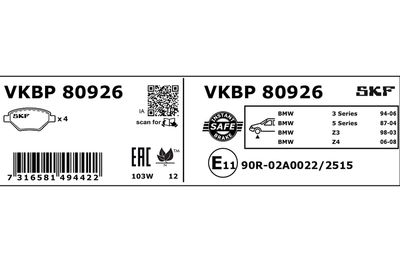 SET PLACUTE FRANA FRANA DISC SKF VKBP80926 2