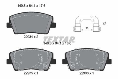Комплект тормозных колодок, дисковый тормоз TEXTAR 2293401 для GENESIS G70