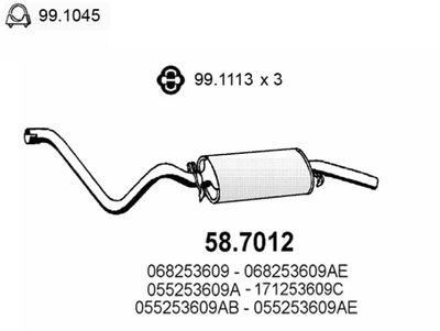 Глушитель выхлопных газов конечный ASSO 58.7012 для VW SCIROCCO