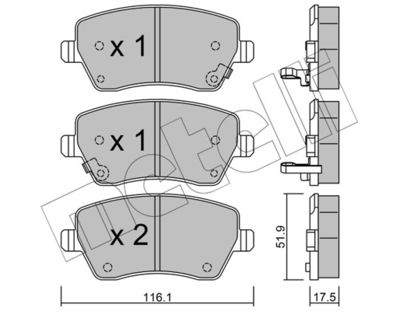 Комплект тормозных колодок, дисковый тормоз METELLI 22-0485-2 для NISSAN NOTE