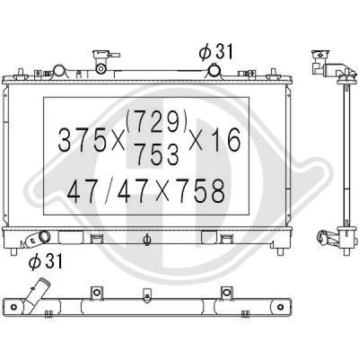 Радиатор, охлаждение двигателя DIEDERICHS DCM2273 для MAZDA 6