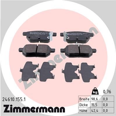 Комплект тормозных колодок, дисковый тормоз ZIMMERMANN 24610.155.1 для TOYOTA IQ