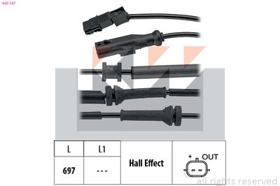 Czujnik, prędkość obrotowa koła KW 460 147