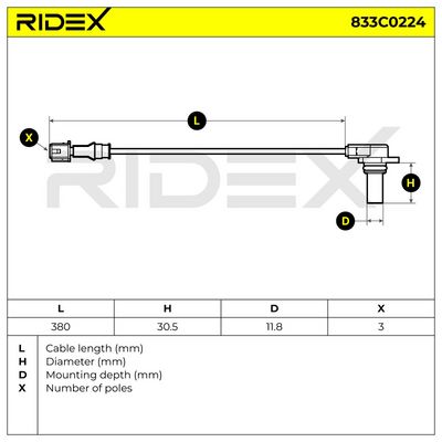 импулсен датчик, колянов вал RIDEX 833C0224