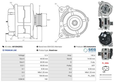 GENERATOR / ALTERNATOR AS-PL A01204SEG 4