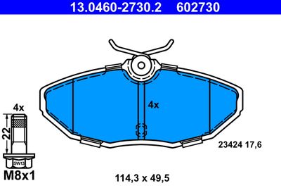 ATE 13.0460-2730.2 Тормозные колодки и сигнализаторы  для JAGUAR (Ягуар)