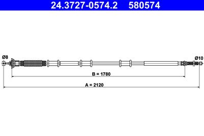 Тросик, cтояночный тормоз ATE 24.3727-0574.2 для FIAT DOBLO