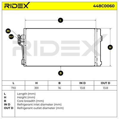 кондензатор, климатизация RIDEX 448C0060