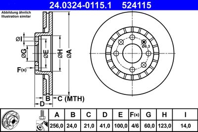 Тормозной диск ATE 24.0324-0115.1 для OPEL KADETT