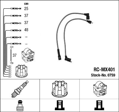 Комплект проводов зажигания NGK 0759 для SKODA FAVORIT